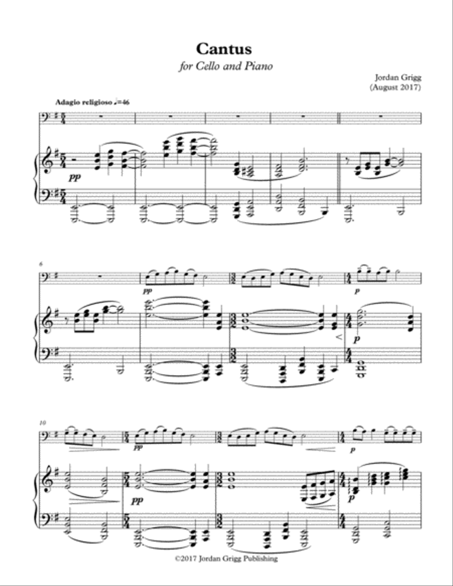 Cantus for Cello and Piano Piano scores gallery preview page 1