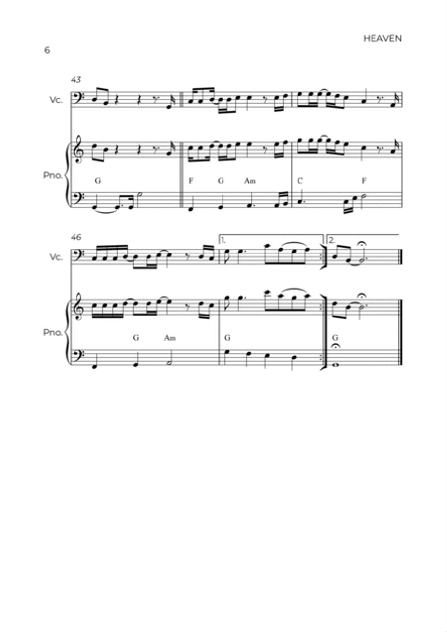 Heaven Piano scores gallery preview page 6