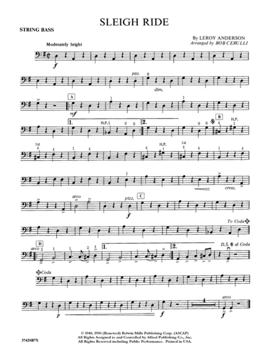 Sleigh Ride: String Bass
