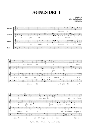 Book cover for AGNUS DEI I (From Missa brevis by Palestrina - For SATB Choir