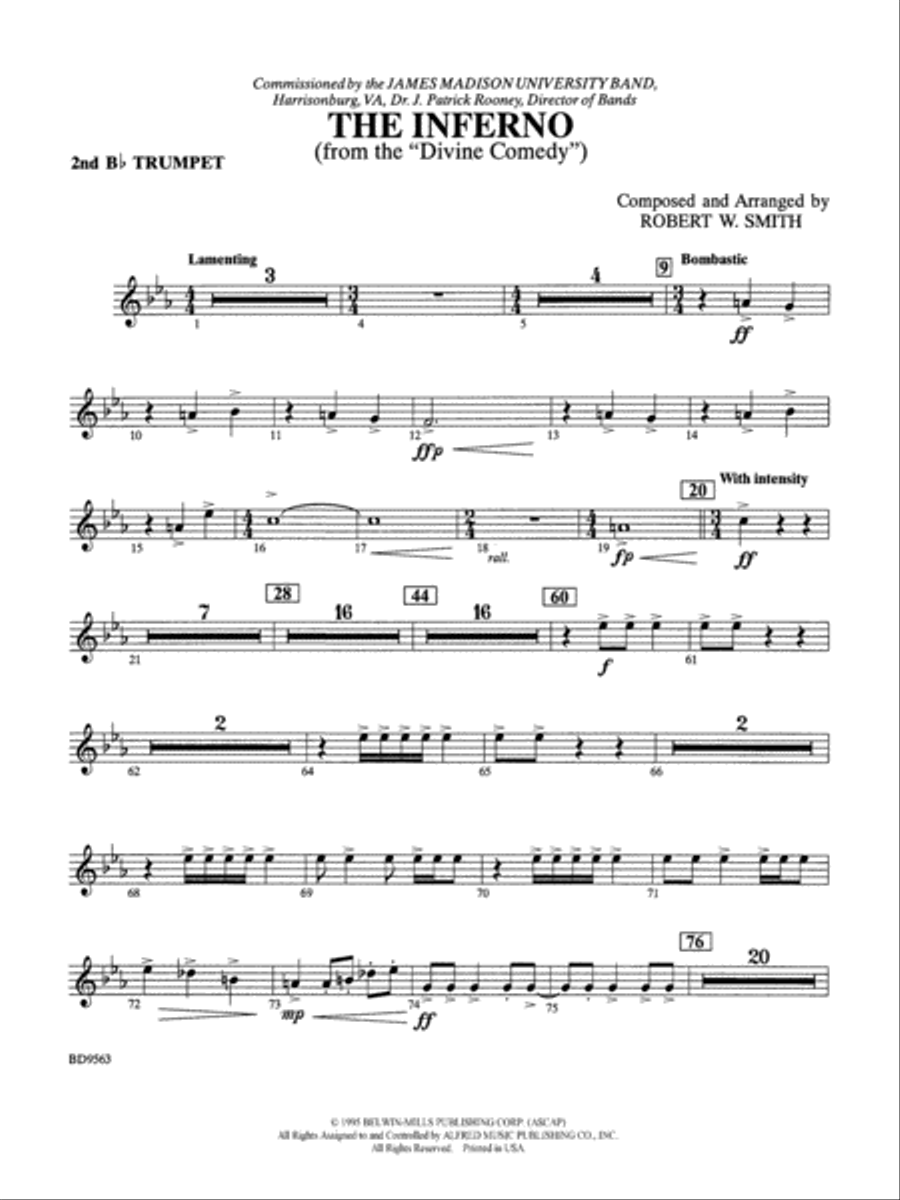 The Inferno: 2nd B-flat Trumpet Concert Band scores gallery preview page 1