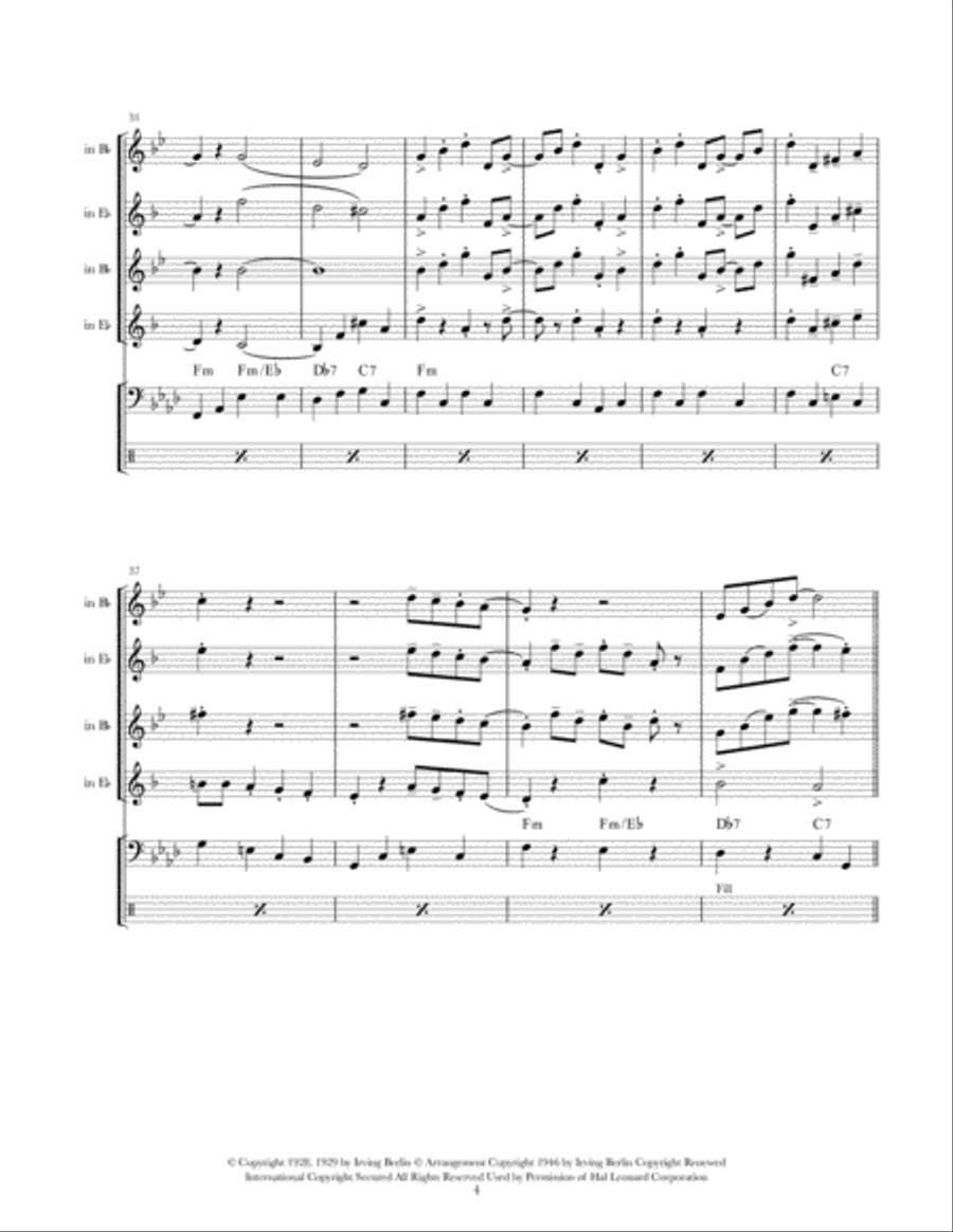 Puttin' On The Ritz Saxophone Quartet scores gallery preview page 5