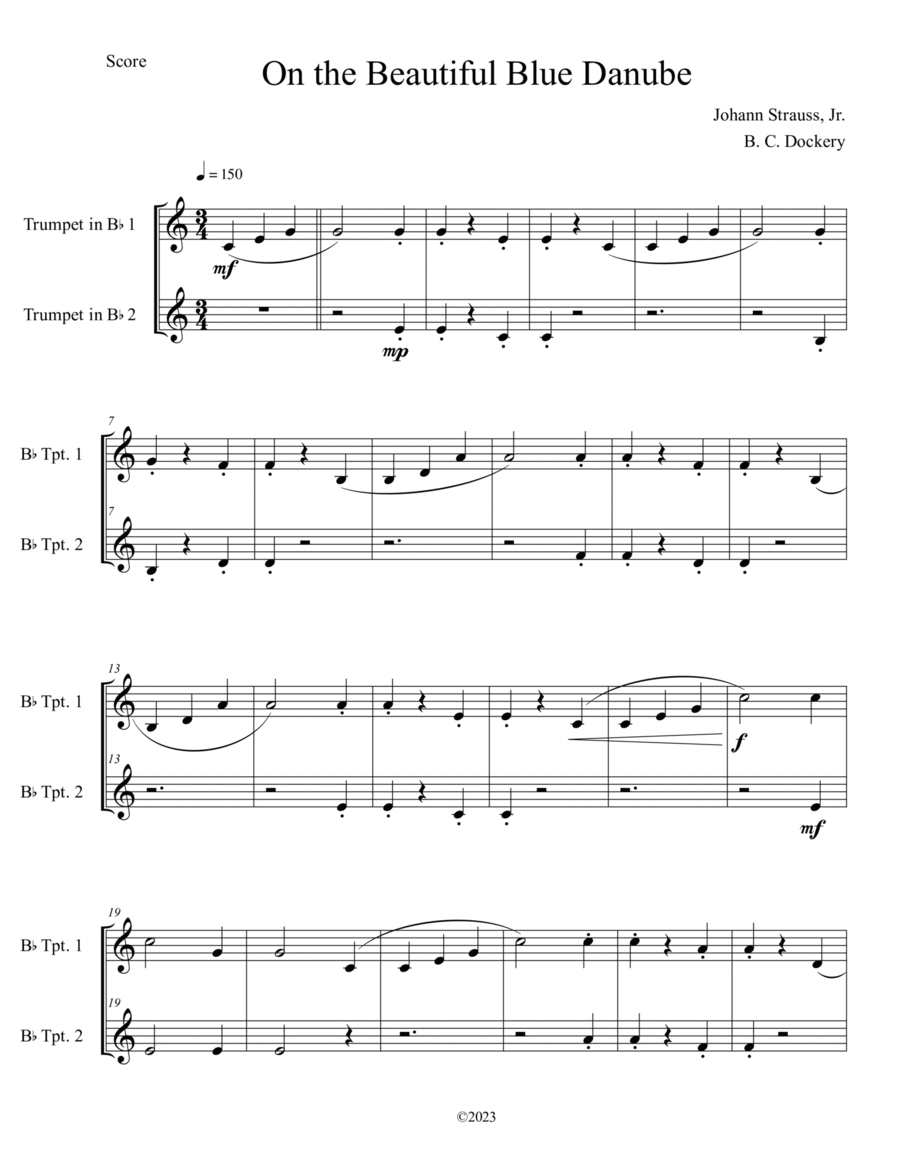 The Blue Danube (Trumpet Duet) Trumpet Duet scores gallery preview page 1