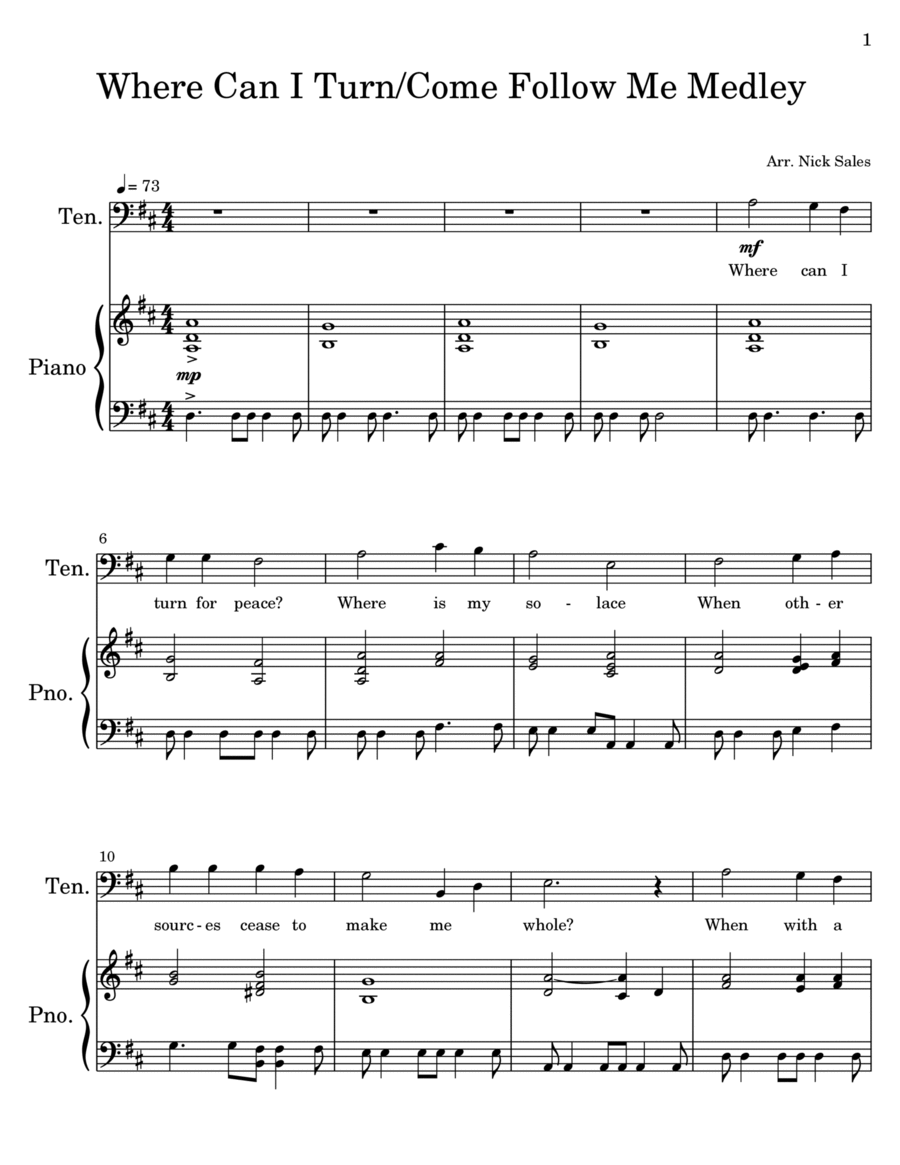 Where Can I Turn For Peace/Come Follow Me Medley Voice scores gallery preview page 1