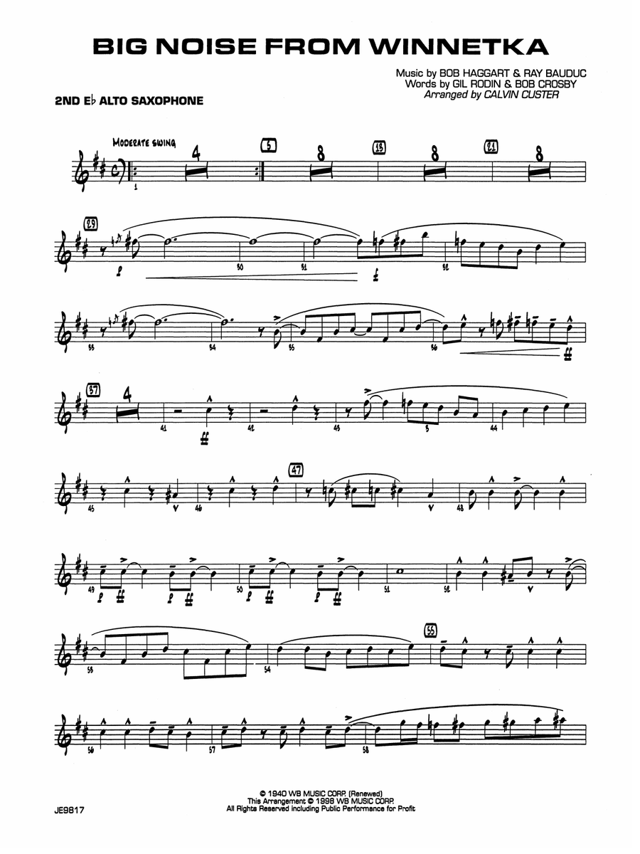Big Noise from Winnetka: 2nd E-flat Alto Saxophone
