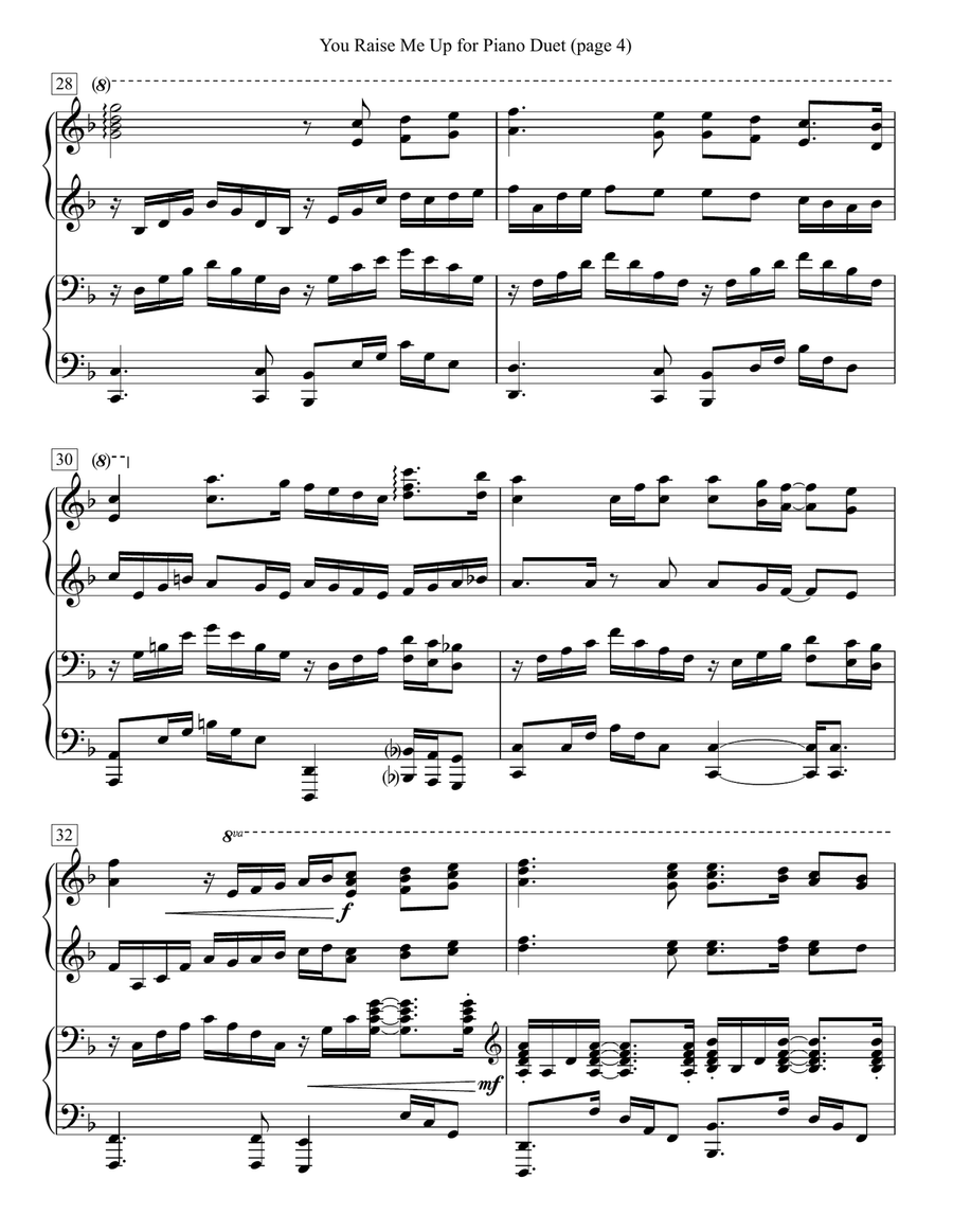 You Raise Me Up 1 Piano, 4-Hands scores gallery preview page 4