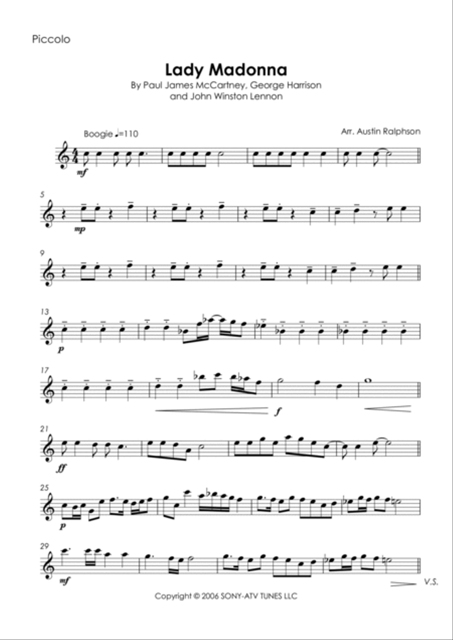 Lady Madonna Flute Quartet scores gallery preview page 3