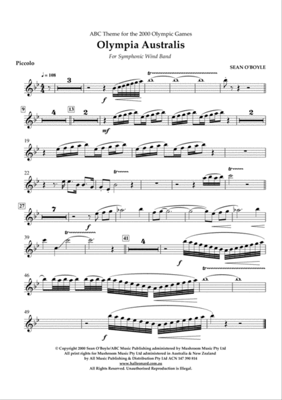 Olympia Australis (Symphonic Wind Band) - Piccolo Concert Band scores gallery preview page 1