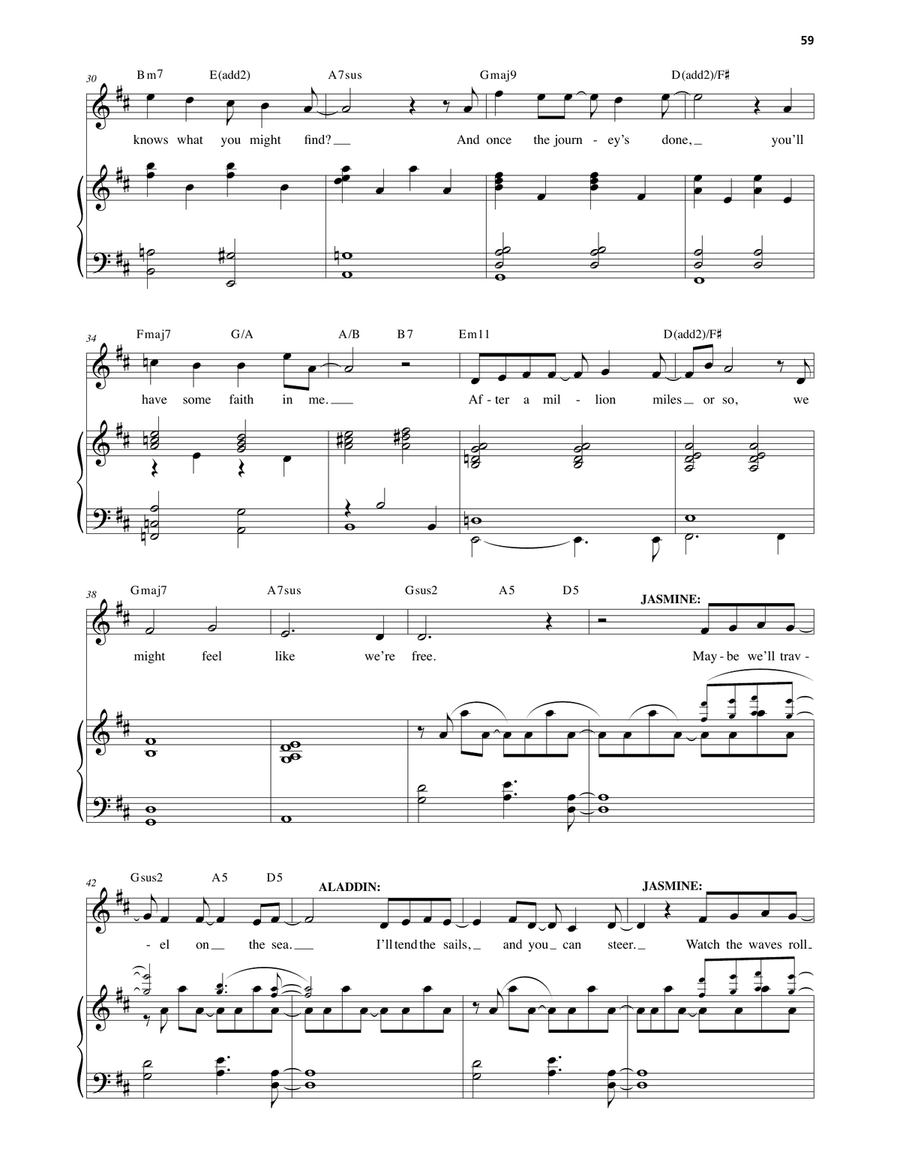 A Million Miles Away (from Aladdin: The Broadway Musical) Voice scores gallery preview page 3