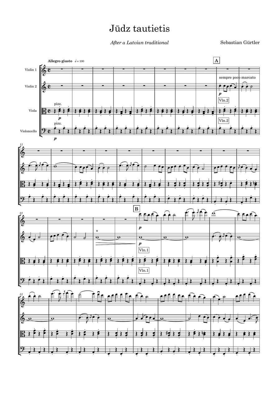 Jūdz tautietis String Quartet scores gallery preview page 1