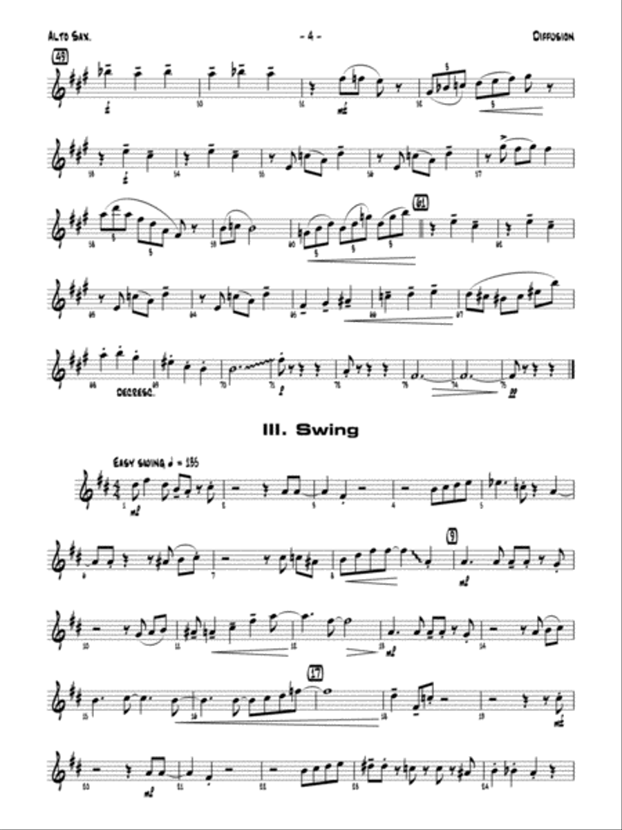 Diffusion for Sax Quartet: E-flat Alto Saxophone Saxophone Quartet scores gallery preview page 5