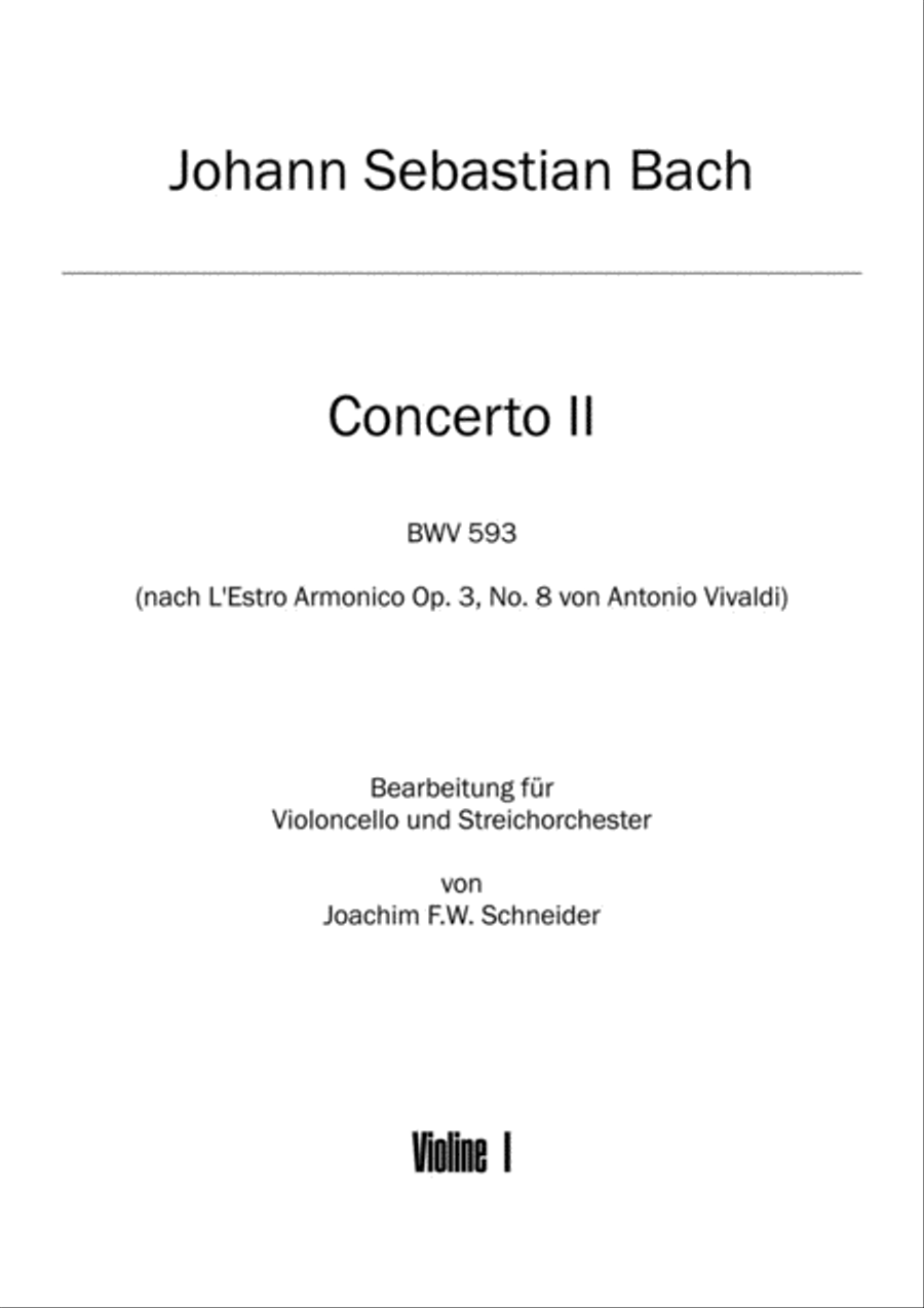 Concerto for Violoncello, Strings and Basso continuo A minor (after BWV 593) Violin scores gallery preview page 1