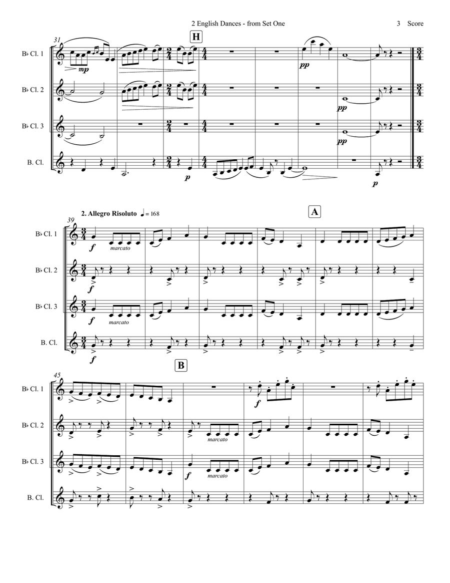 English Dances, Set 1, Op. 27: No. 3. Mesto Woodwind Quartet scores gallery preview page 4