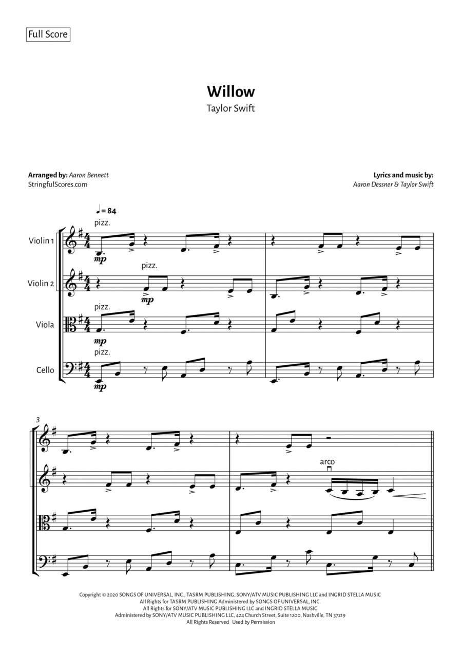 Willow String Quartet scores gallery preview page 1