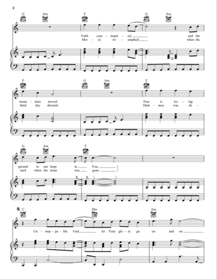 Unstoppable God Unstoppable God Piano, Vocal, Guitar scores gallery preview page 2