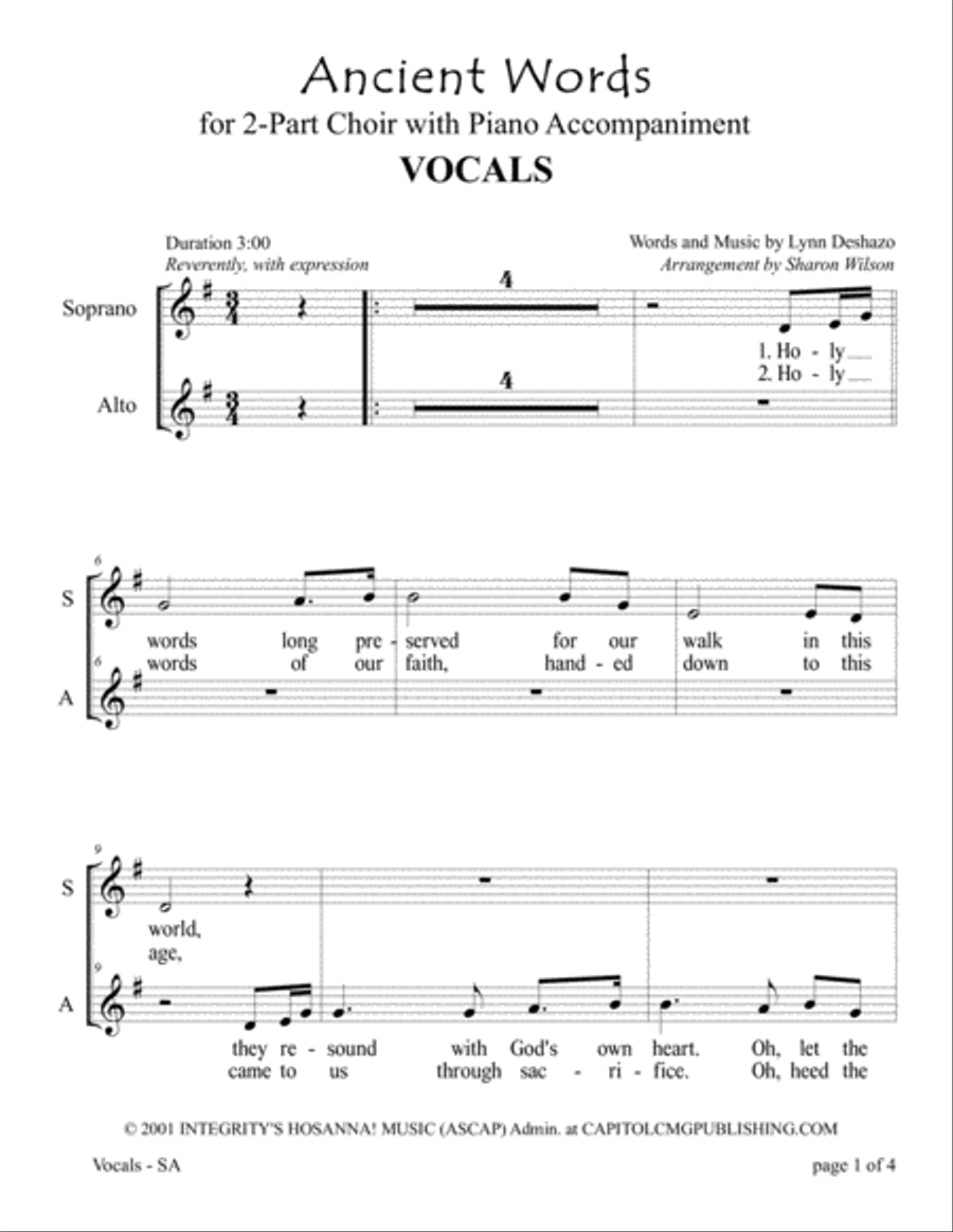 Ancient Words 2-Part scores gallery preview page 1
