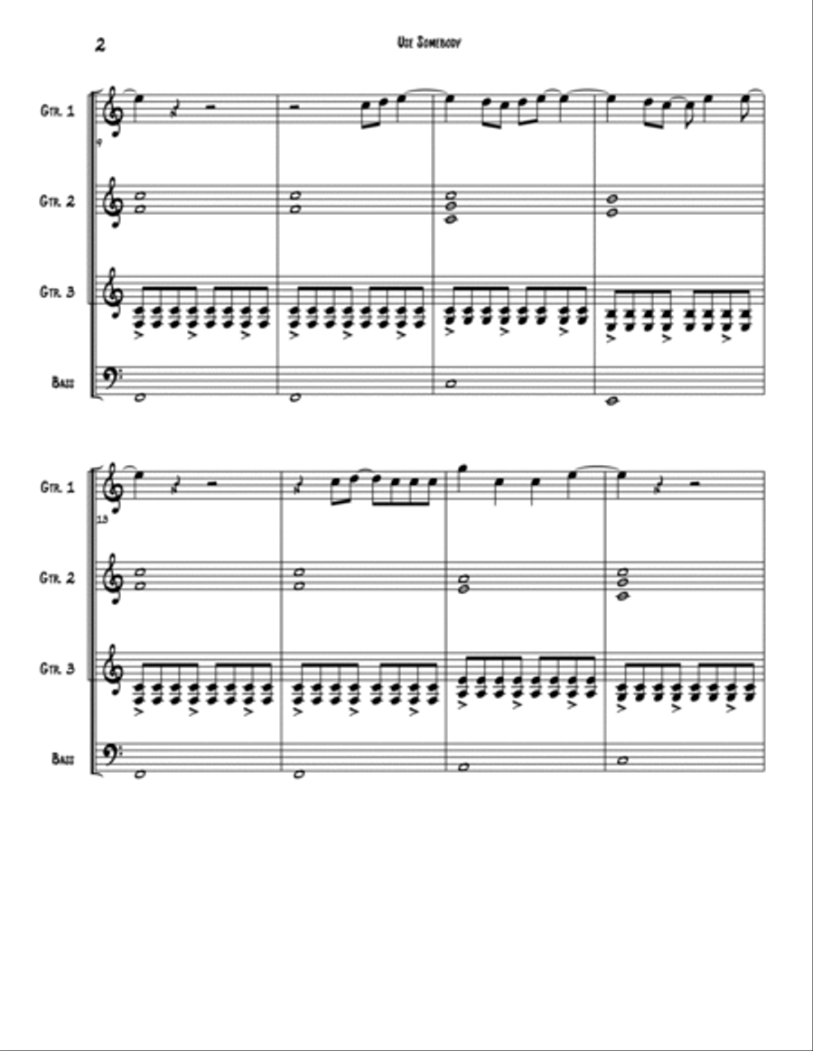 Use Somebody Use Somebody Guitar Ensemble scores gallery preview page 2