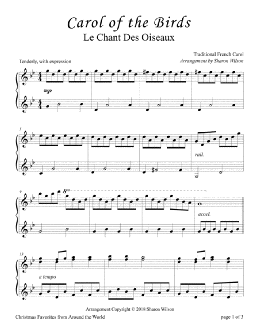 Carol of the Birds Piano Solo scores gallery preview page 2