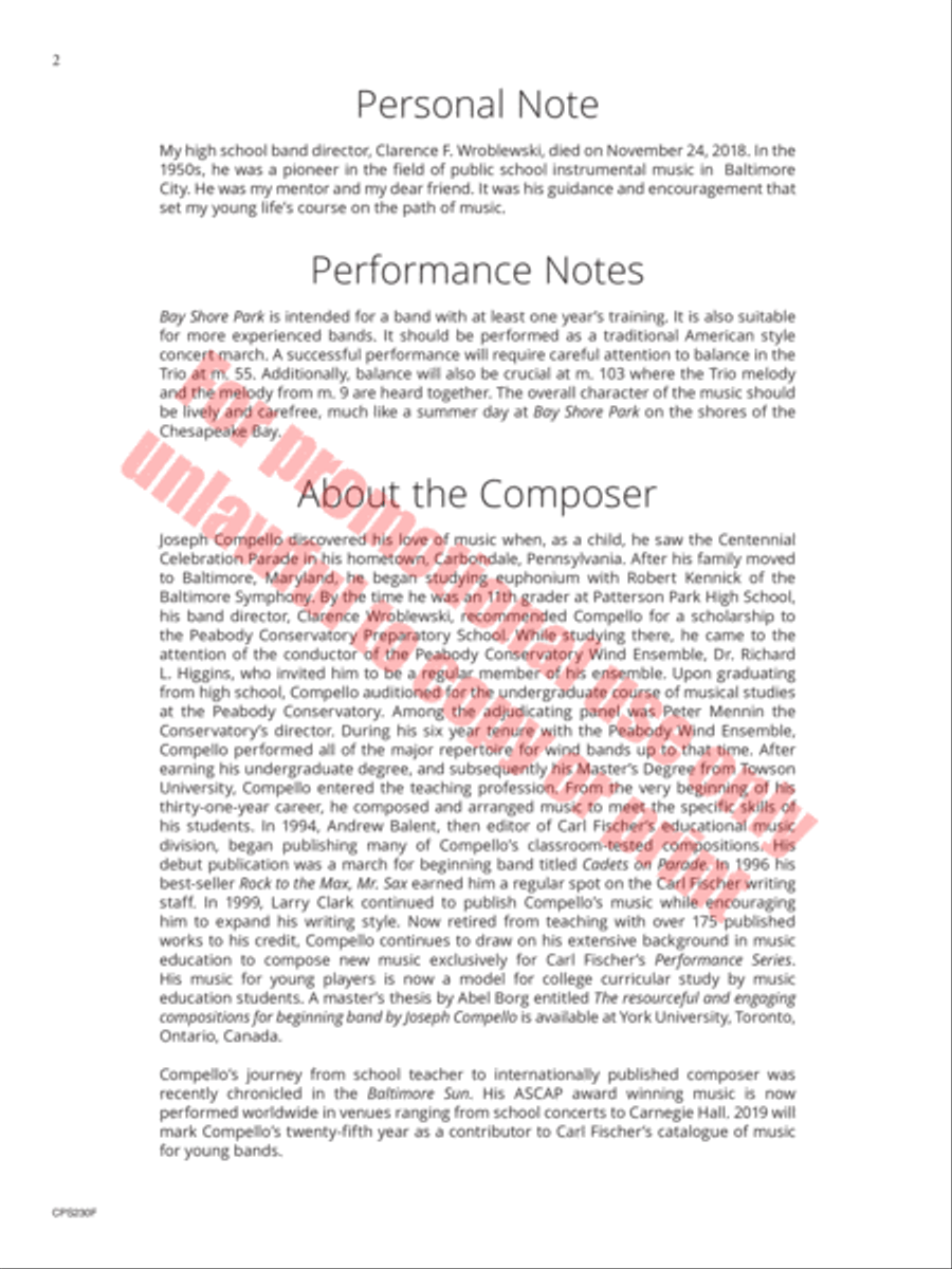 Bay Shore Park Concert Band scores gallery preview page 3