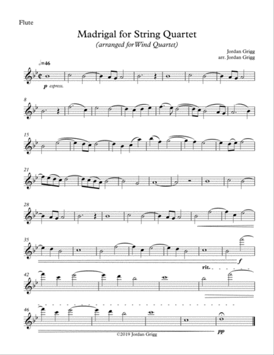 Madrigal for String Quartet (arranged for Wind Quartet) Choir scores gallery preview page 4