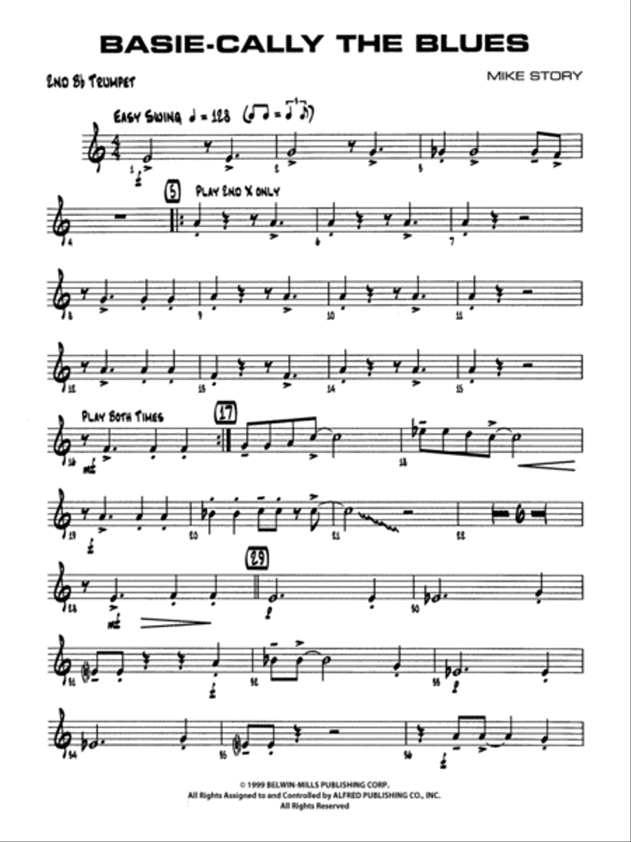 Basie-Cally the Blues: 2nd B-flat Trumpet Jazz Ensemble scores gallery preview page 1