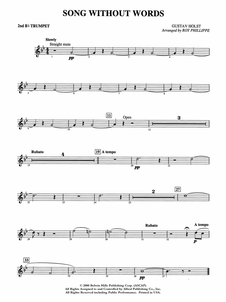 Song without Words: 2nd B-flat Trumpet