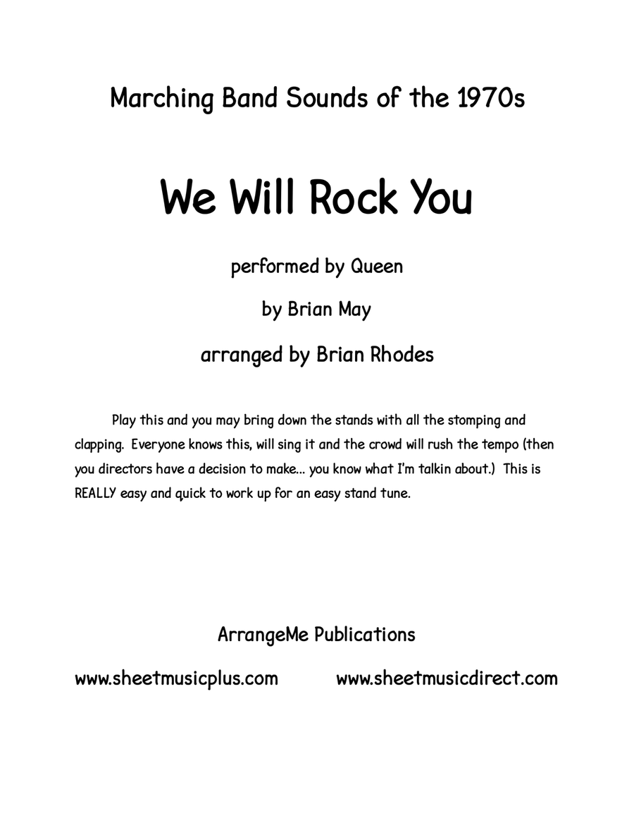 We Will Rock You Marching Band scores gallery preview page 1