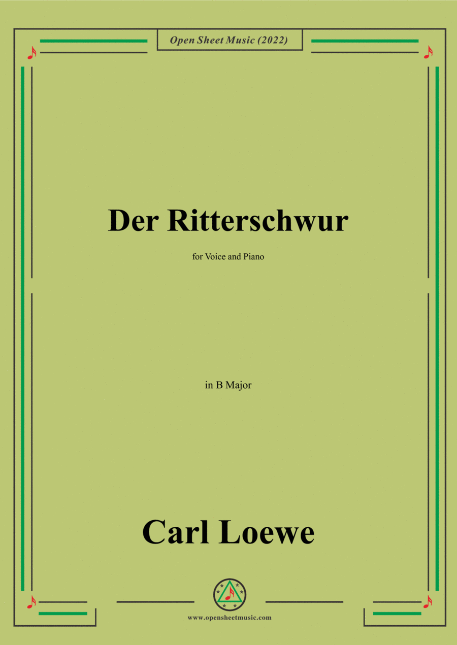 Loewe-Der Ritterschwur,in B Major,for Voice and Piano Voice Solo scores gallery preview page 1