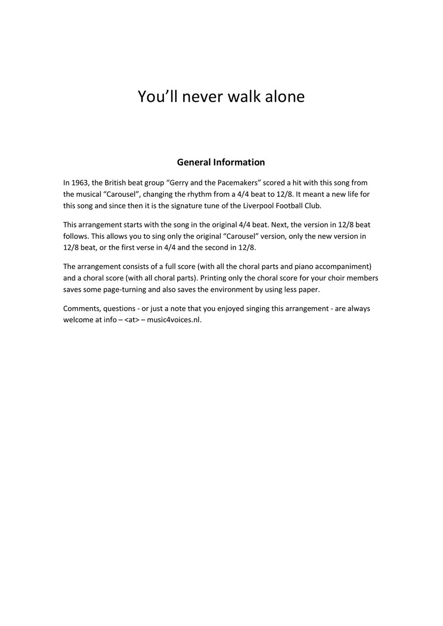 You'll Never Walk Alone TTBB scores gallery preview page 3