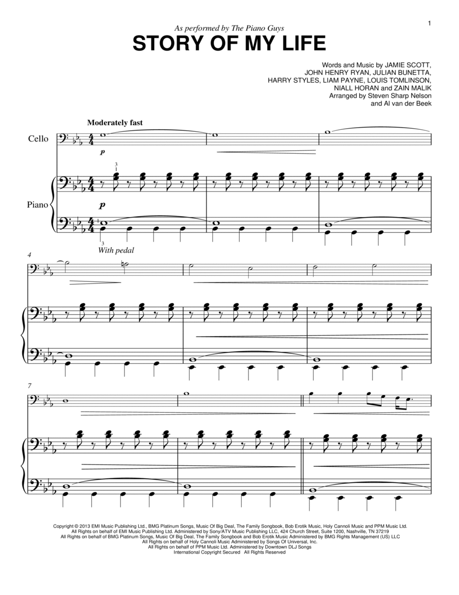 Story Of My Life Easy Piano scores gallery preview page 1