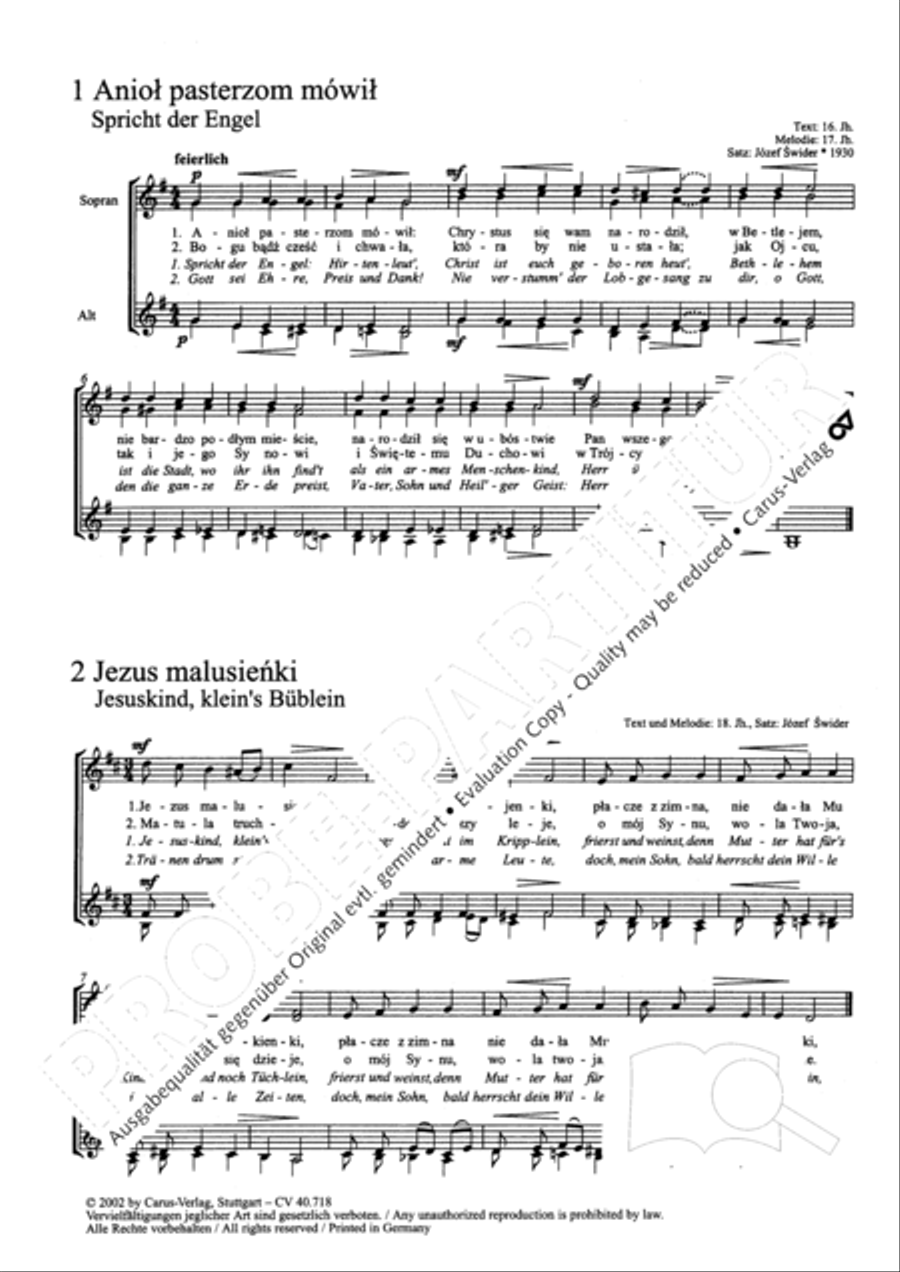 Zwolf polnische Weihnachtslieder fur Frauen- oder Kinderchor a cappella A Cappella scores gallery preview page 5