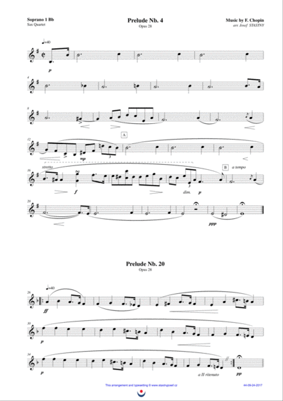 Preludes (Nb. 4 and Nb. 20) - Chopin Woodwind Quartet scores gallery preview page 3