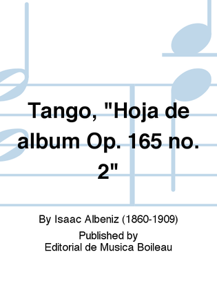 Book cover for Tango, "Hoja de album Op. 165 no. 2"