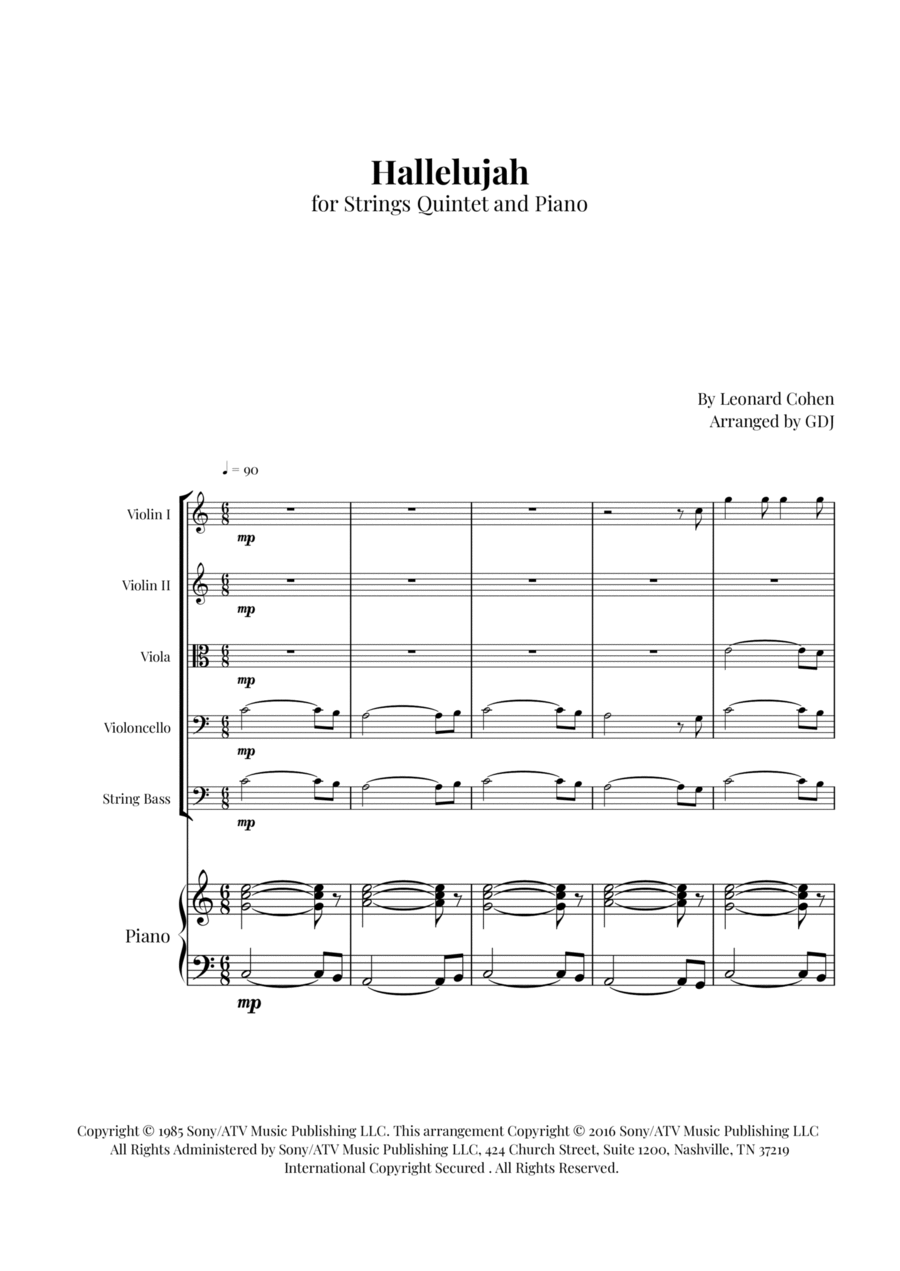 Hallelujah Hallelujah String Quintet scores gallery preview page 1