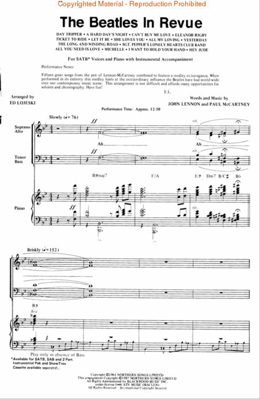 The Beatles in Revue (Medley of 15 Classics) 4-Part scores gallery preview page 2