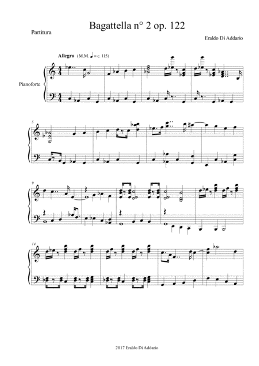 Bagattella n° 2 op. 122 Piano Solo scores gallery preview page 1
