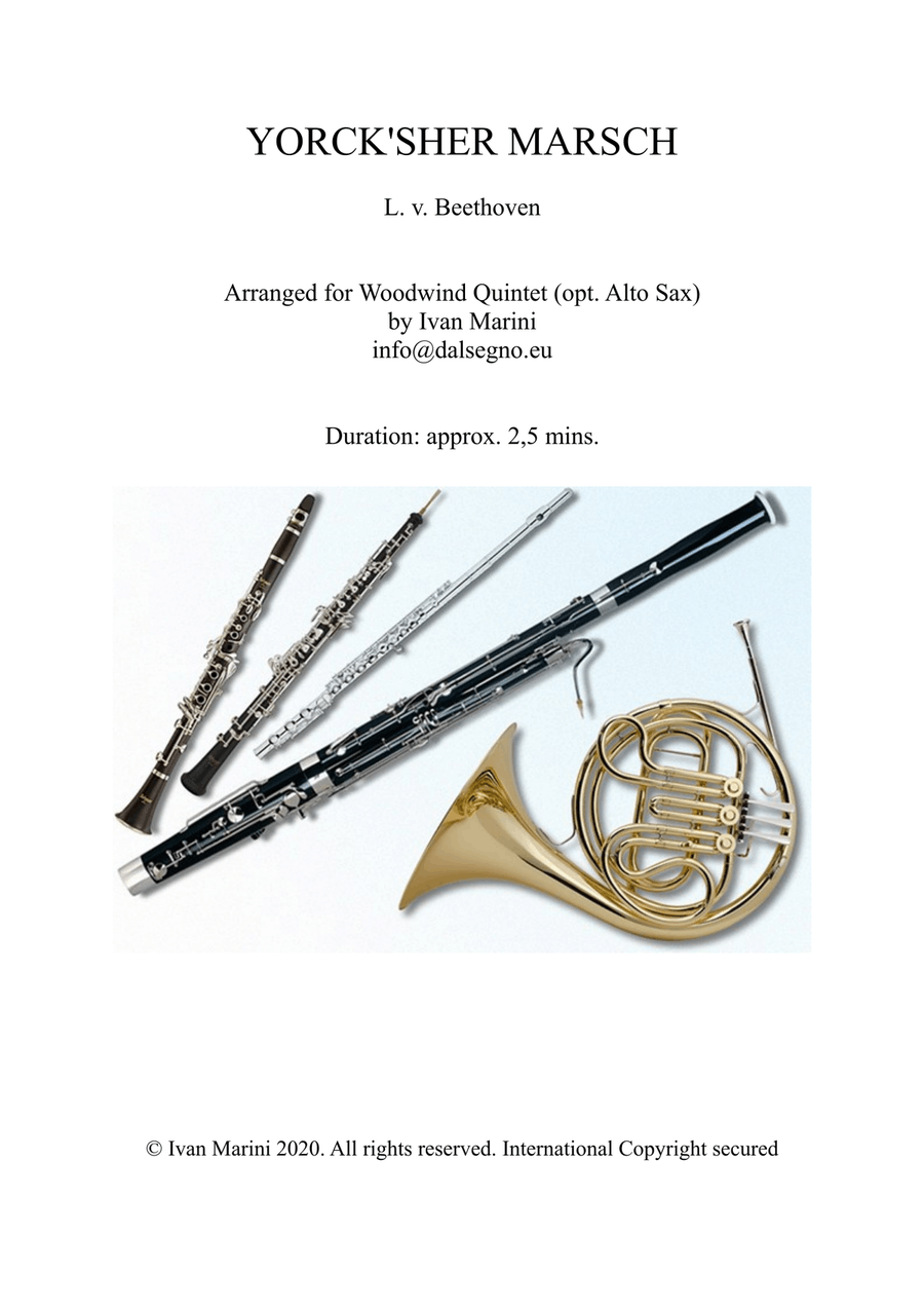 YORCKSCHER MARSCH by L. v. Beethoven - for Woodwind Quintet Woodwind Quintet scores gallery preview page 1