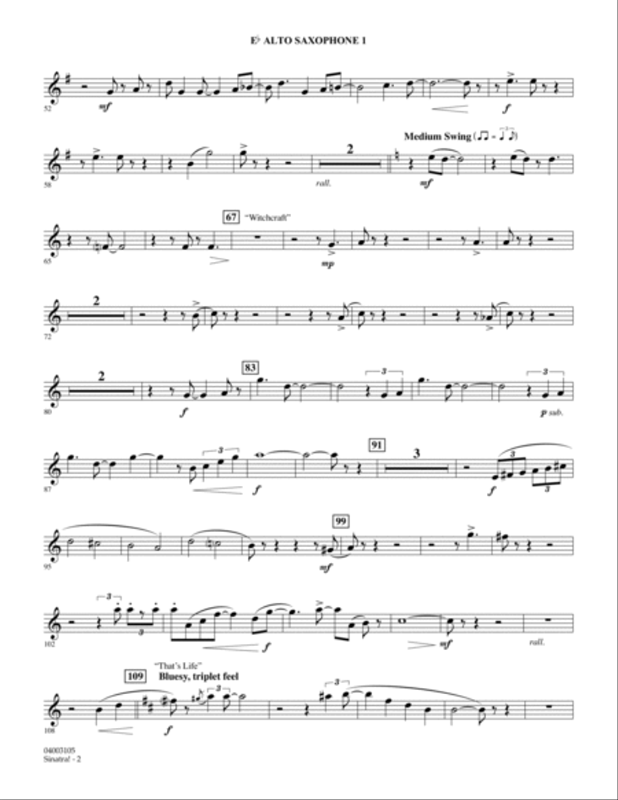 Sinatra! - Eb Alto Saxophone 1 Concert Band scores gallery preview page 2