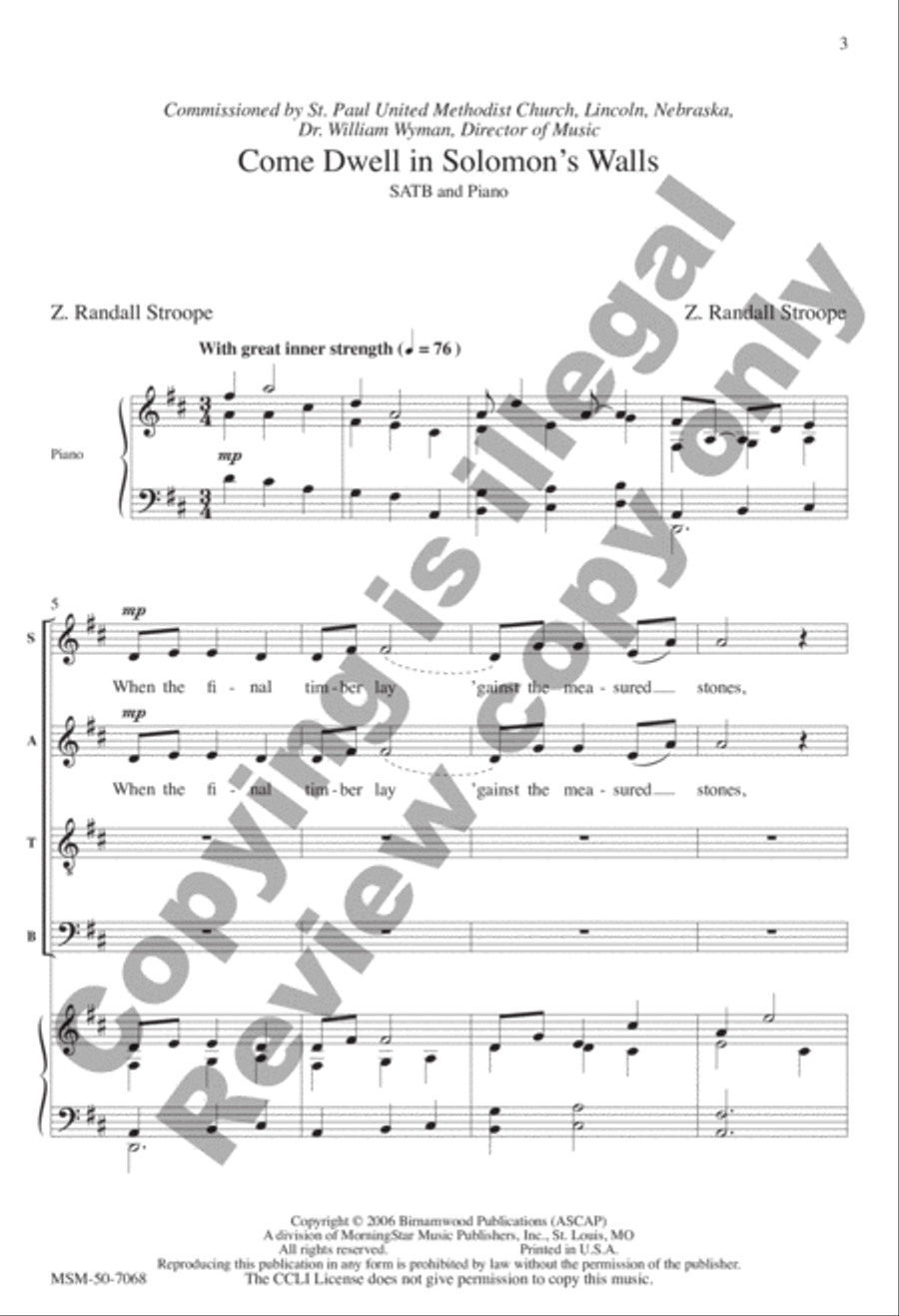 Come Dwell in Solomon's Walls 4-Part scores gallery preview page 2