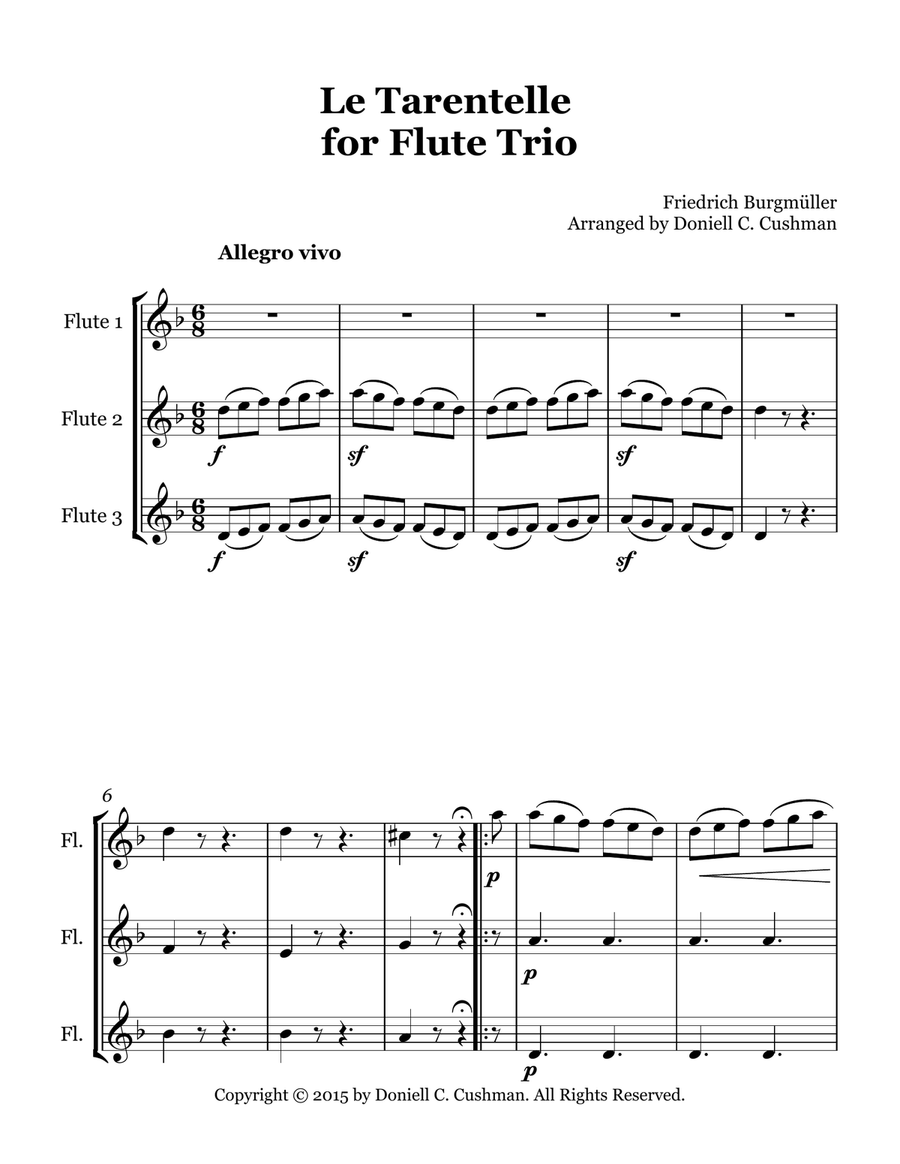 Le Tarantelle for Flute Trio Flute Trio scores gallery preview page 2