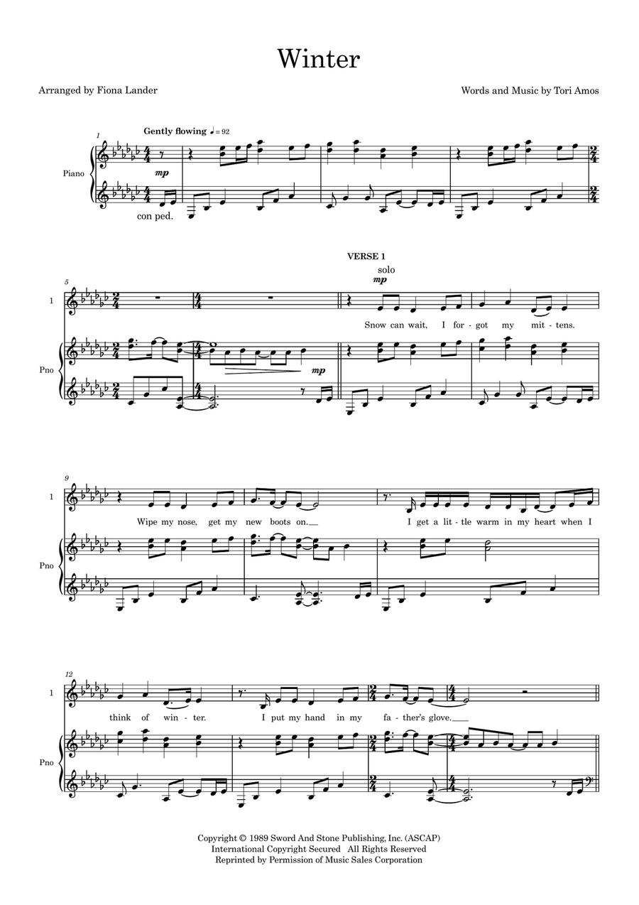 Winter (arr. Fiona Lander) SSA scores gallery preview page 1