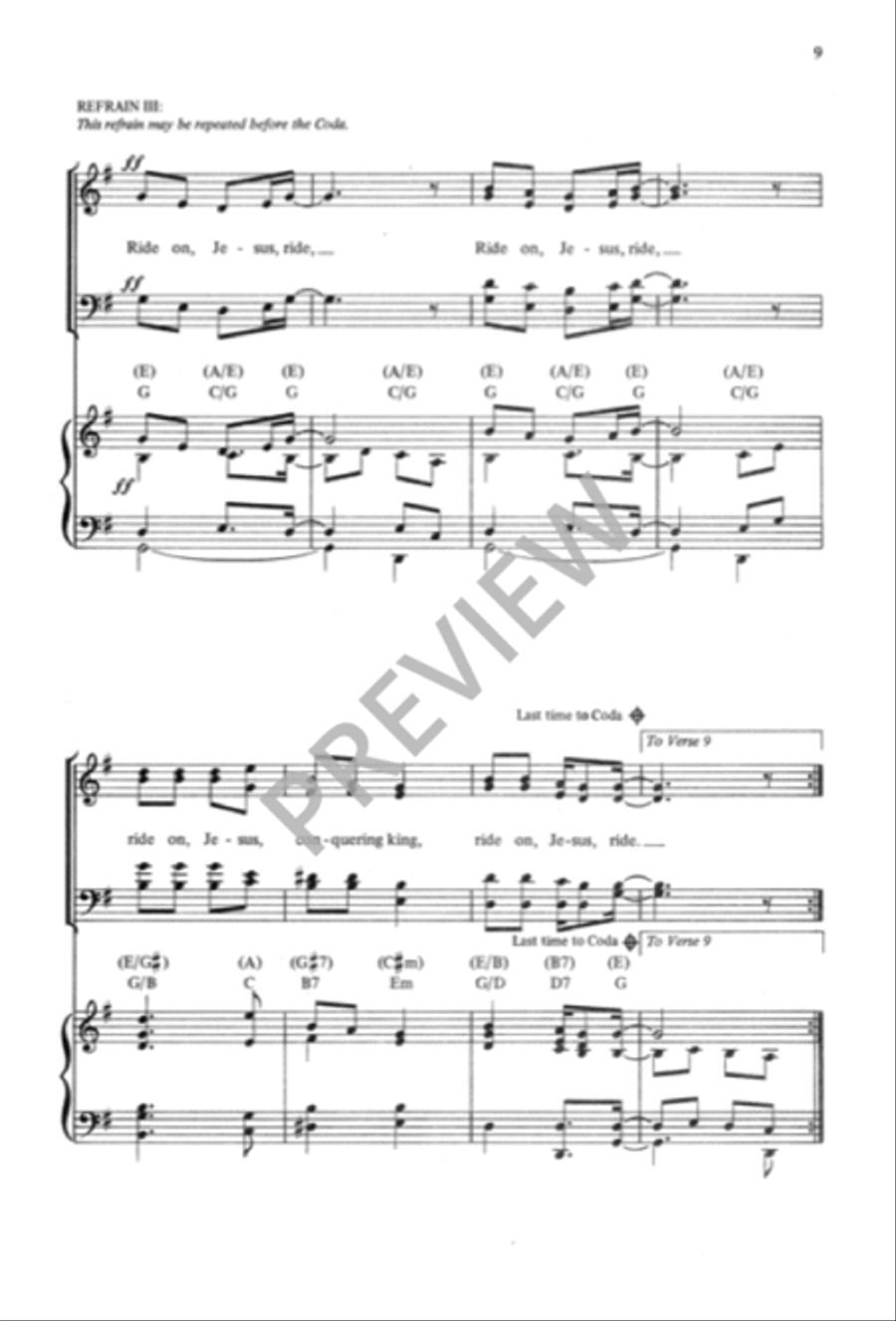 Ride On, Jesus, Ride 4-Part scores gallery preview page 10