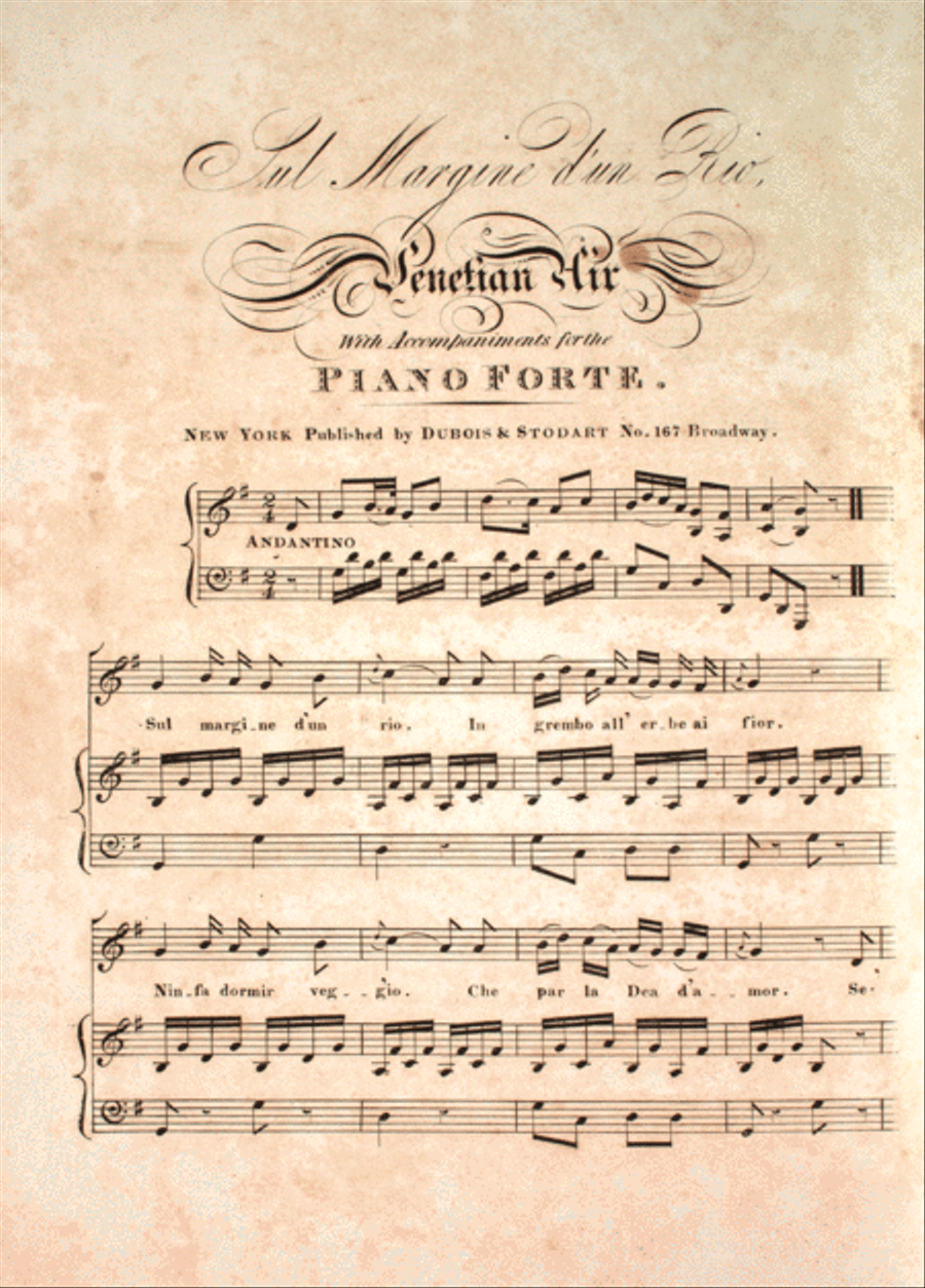 Su Margine d'un Rio. Venetian Air, With Accompaniments for the Piano Forte Voice scores gallery preview page 1