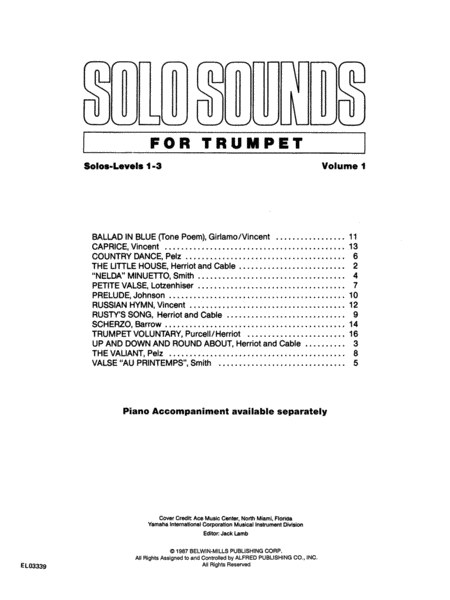 Solo Sounds for Trumpet, Volume 1