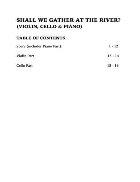 Shall We Gather at the River (Piano Trio): Violin, Cello and Piano image number null