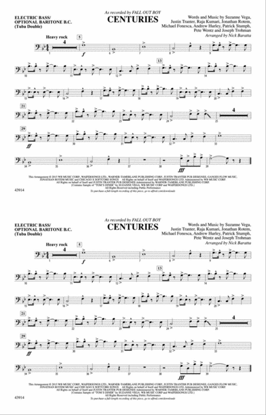 Centuries: Electric Bass Marching Band scores gallery preview page 1