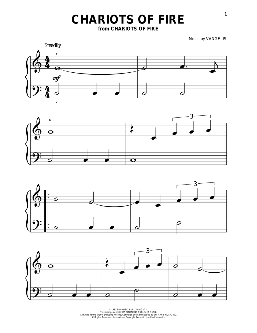 Chariots Of Fire Piano Solo scores gallery preview page 1