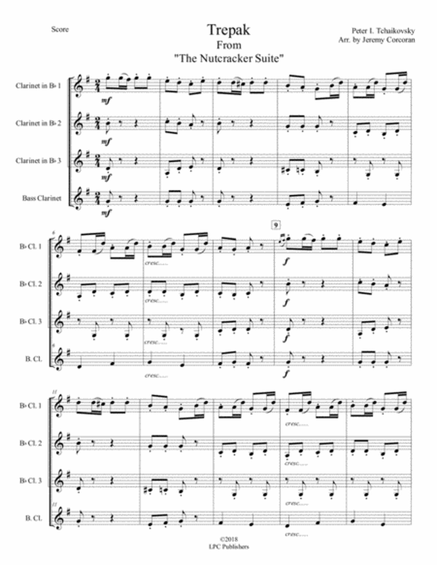 Trepak from The Nutcracker Suite for Clarinet Quartet image number null