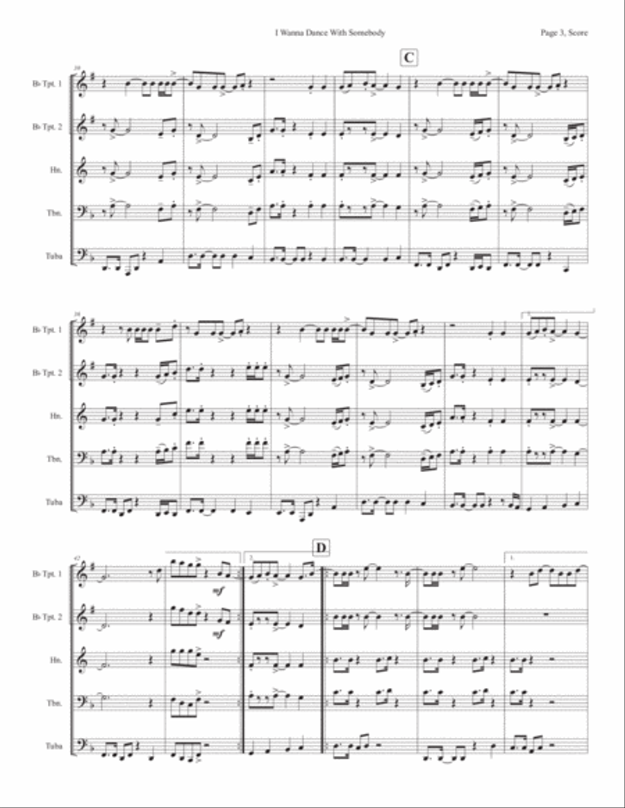 I Wanna Dance With Somebody Horn scores gallery preview page 3