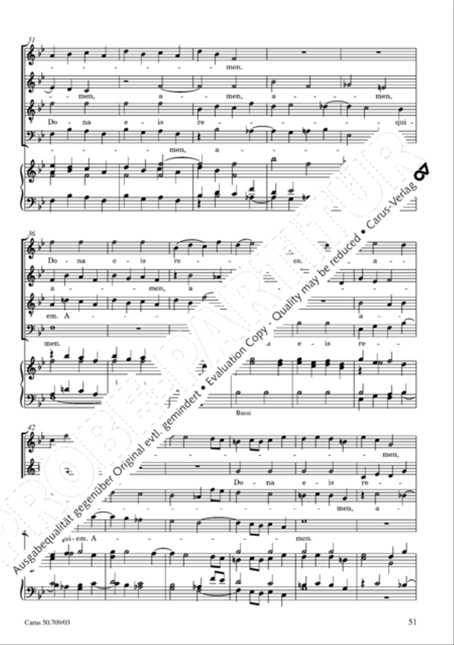 Requiem in E flat major 4-Part scores gallery preview page 52